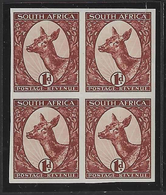 Union: Scarce 1926 Booysens Essay block in brown. MNH.  See below.