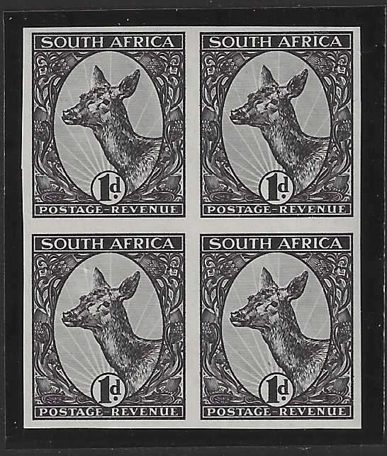 Union: Scarce 1926 Booysens Essay block in black. MNH.  See below.