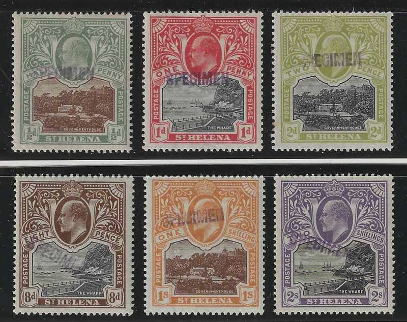 St. Helena 1903 Scarcer Samuel type SH2 SPECIMEN (violet) set of 6 VFM. SG 55/60S. See below.