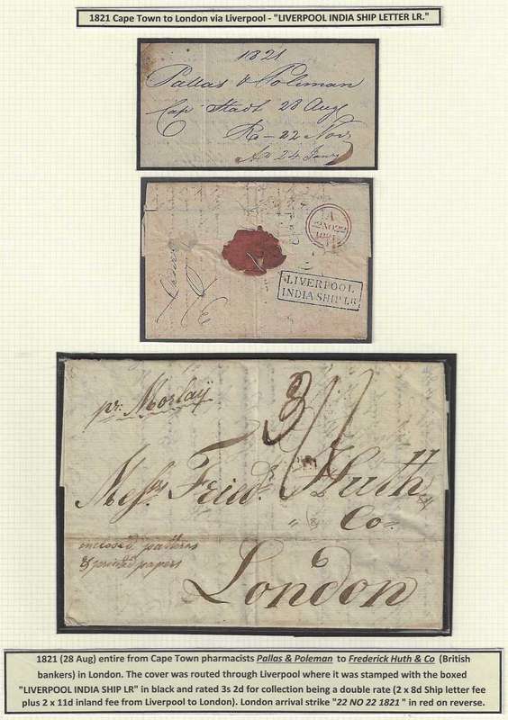 Cape 1821 (28 Aug) scarce Cape Town/Liverpool/London `LIVERPOOL INDIA SHIP` letter. See below.