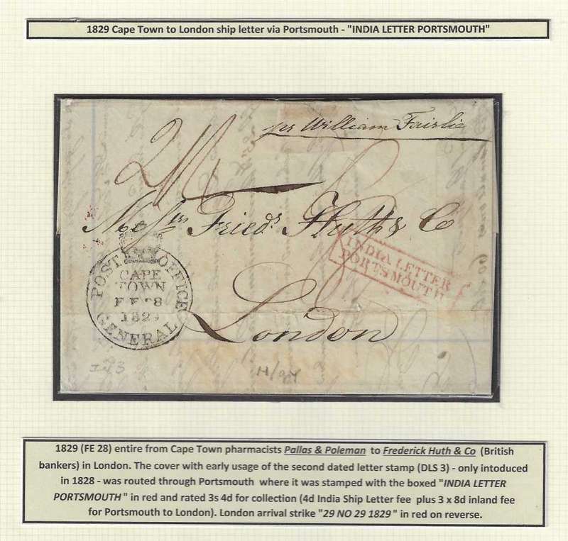 Cape 1829 (FE 28) scarce Cape Town/Portsmouth/London`INDIA LETTER PORTSMOUTH`ship letter.