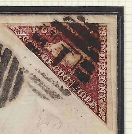 Cape 1865 (JY 18) Very Rare Penny Post (`Drop Letter`) with SG 18a. See below.