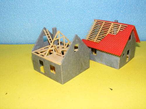 HO Houses under construction.