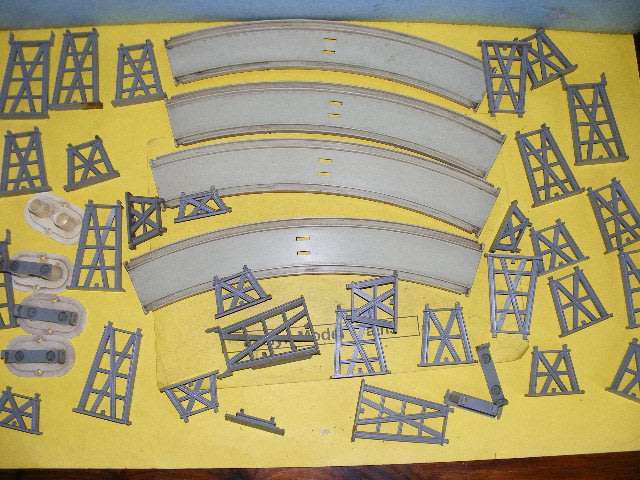 Lima HO Curved Bridge and Job Lot Track Risers,