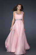 A Line Floor Length Chiffon Evening Dress With Beadings (Silver) - Size 14