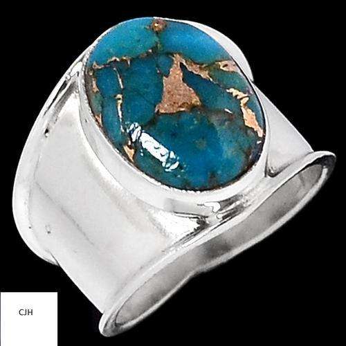COPPER BLUE ARIZONA TURQUOISE .925 STERLING SILVER RING SIZE 7