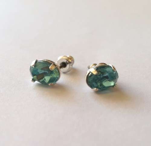 London Blue CZ Costume Stud Earrings