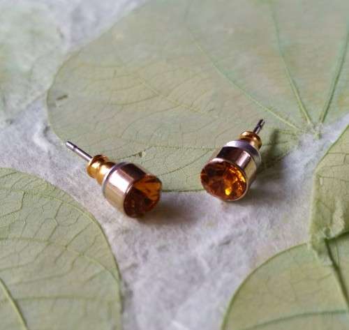 Citrine Orange Crystal Stud Earrings