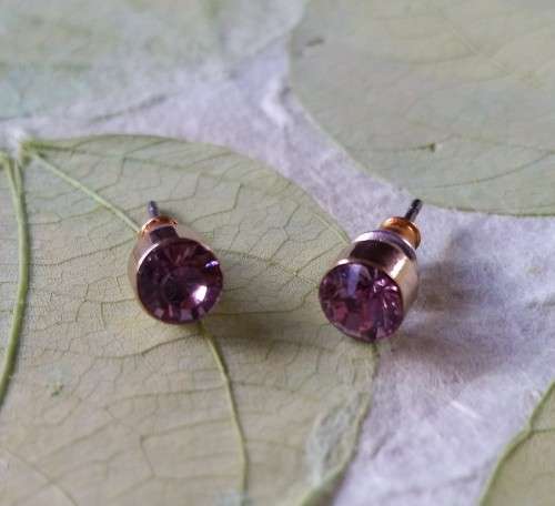 Light Amethyst CZ Crystal Stud Earrings