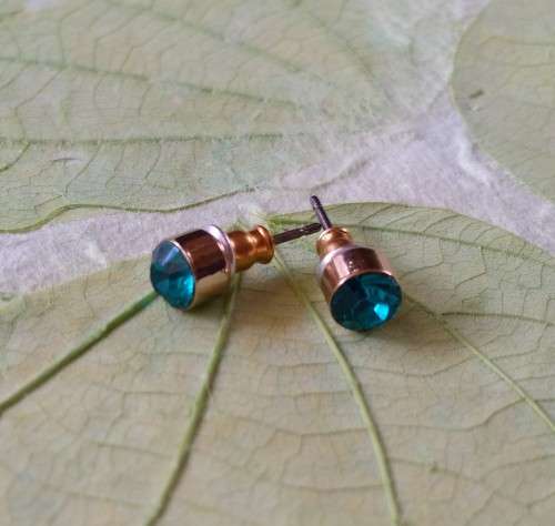 Aquamarine Blue CZ Crystal Stud Earrings