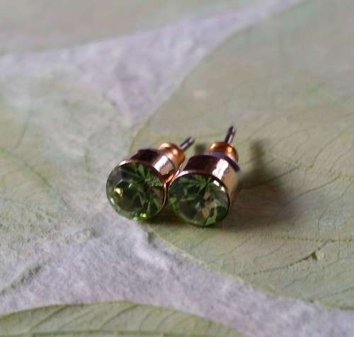 Peridot Green CZ Crystal Stud Earrings