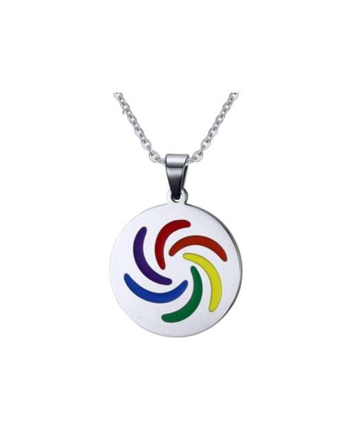 PRIDE Rainbow Stainless Steel Coin Style Pendant and Necklace