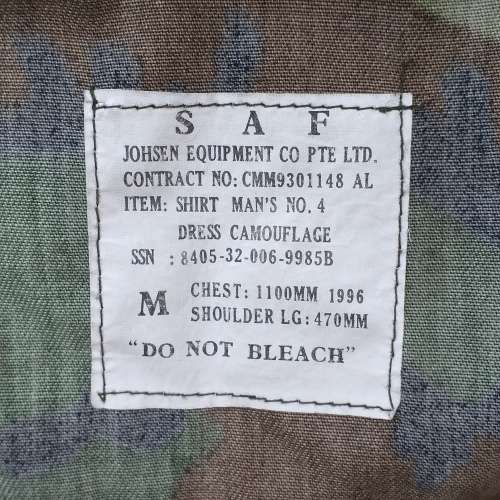 Singapore Military Camouflage, shirt and pants