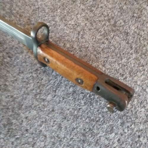 SAP Sanderson bayonet and Scabbard, stamped 1937.