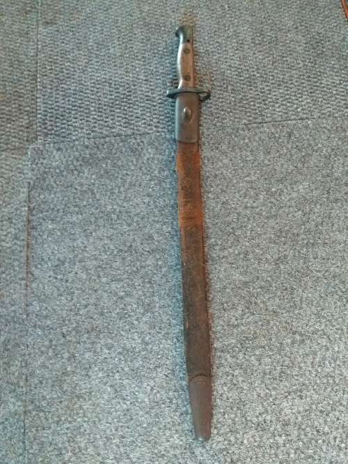SAP Sanderson bayonet and Scabbard, stamped 1937.