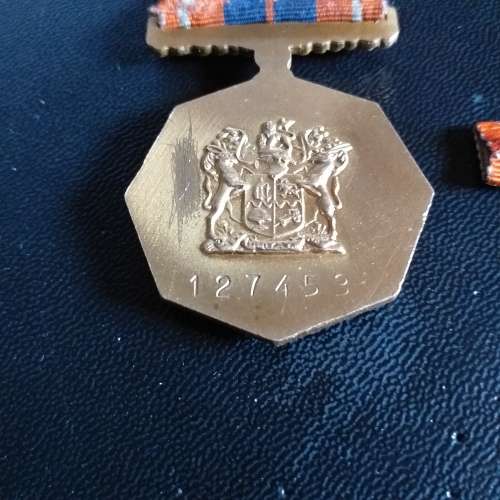 Sadf Pro Patria Medal and bar, Original low numbered.