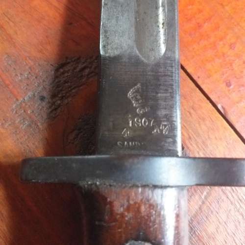 1907 SAP Sanderson bayonet, Scabbard and Frog.