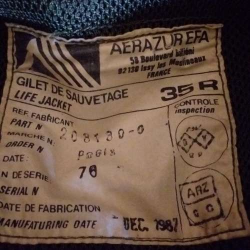 1987 French ( Pilot)Survival Jacket
