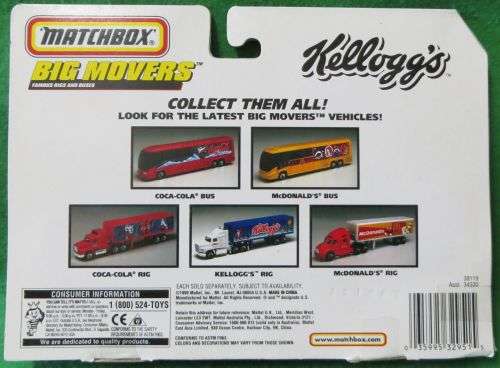 MATCHBOX - FORD AEROMAX and ARTICULATE TRAILER - KELLOGG`S - CARDED 1999 - MADE IN CHINA