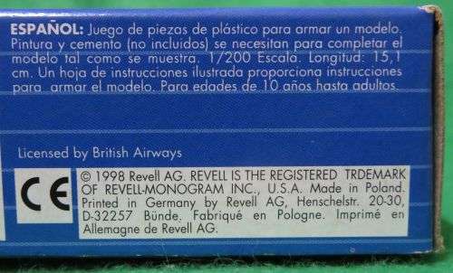 **REVELL**MODEL KIT**BOEING 737-200 BRITISH AIRWAYS**MODEL LENGTH +-151MM**1/200**