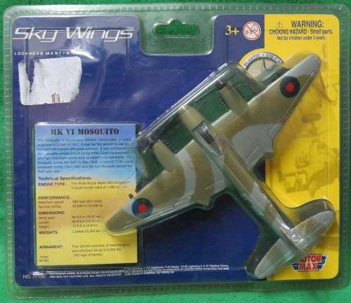 **MOTORMAX**SKYWINGS**MOSQUITO MK.VI**LENGTH +-135MM**DIECAST**SEALED**