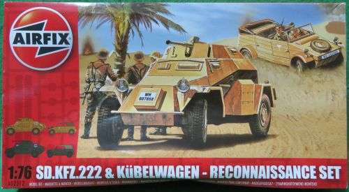 **AIRFIX**MODEL KIT**SD.KFZ.222 & KUBELWAGEN - RECONNAISSANCE SET**1/76**