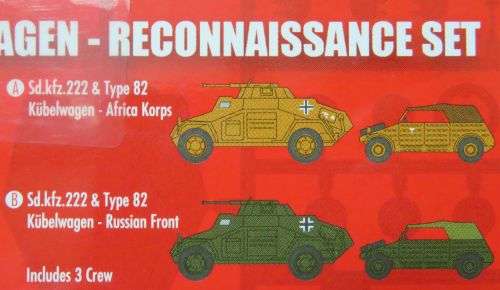 **AIRFIX**MODEL KIT**SD.KFZ.222 & KUBELWAGEN - RECONNAISSANCE SET**1/76**