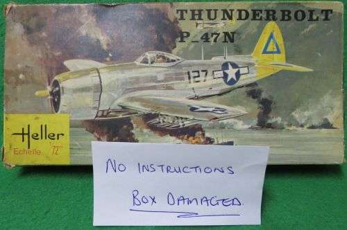 **HELLER**MODEL KIT**THUNDERBOLT P-47N**VINTAGE**1/72**MODEL LENGTH+-16CM**NO INSTRUCTIONS**