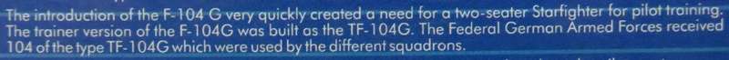 **REVELL**MODEL KIT**TF-104 G STARFIGHTER**VINTAGE**1/144**MODEL LENGTH +-11.6CM**