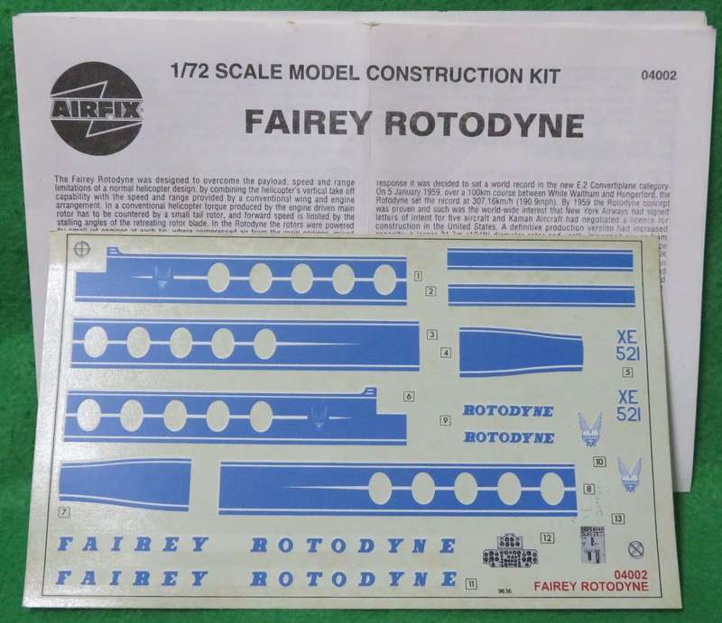 **AIRFIX**MODEL KIT**FAIREY ROTODYNE**VINTAGE**1/72**LENGTH +-25CM**