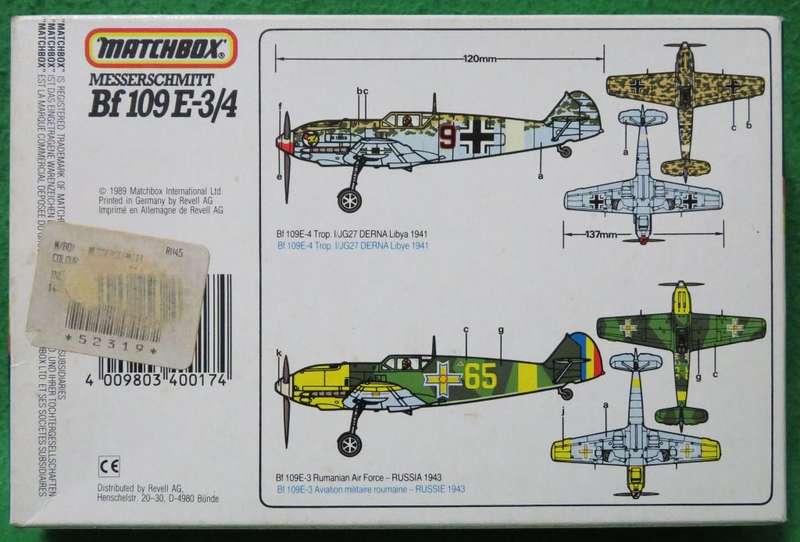 **Matchbox**Model kit**Messerschmitt Bf 109E-3/4**1/72**Vintage**Box sealed**