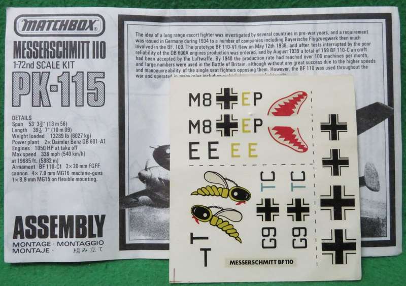 **Matchbox**Model kit**Messerschmitt Bf. 110 D-2/C-3**1/72**Vintage**