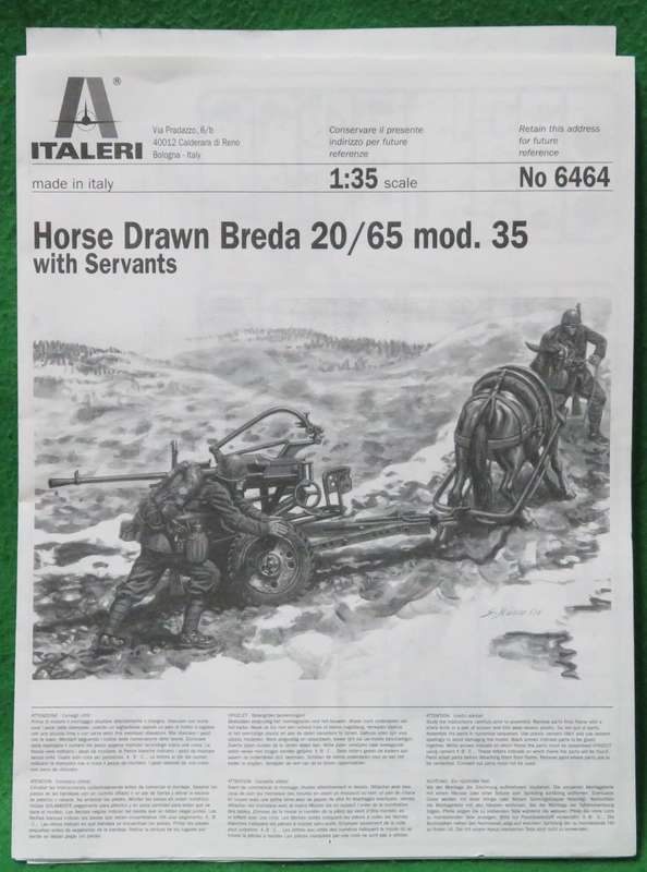 **Italeri**Model kit**Horse Drawn Breda 20/65 mod. 35**Vintage**1/35**With 3 figures**
