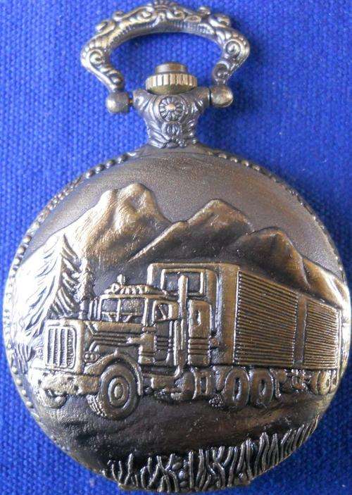 ***TRUCK***QUARTZ POCKET WATCH***WITH CHAIN***NEW***IN GIFT BOX***