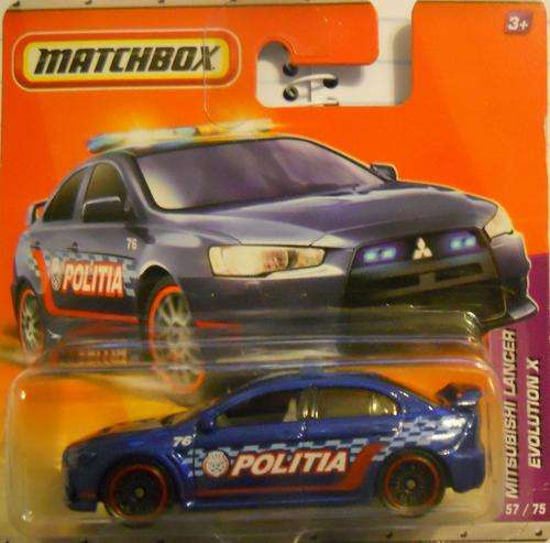 ***MITSUBISHI LANCER EVOLUTION X***POLICE***MATCHBOX***NEW CARDED*
