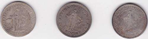 **SAU**3 COINS**1924/1953 - 1 SHILLING**AND**1964 - 10c**SILVER**