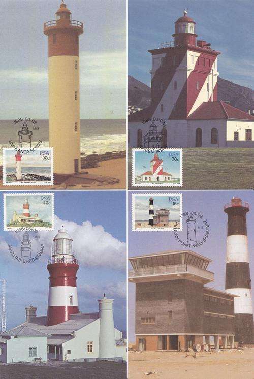 **RSA**LIGHTHOUSES**SET OF MAXI CARDS + MINT SET/CTO SET OF STAMPS**