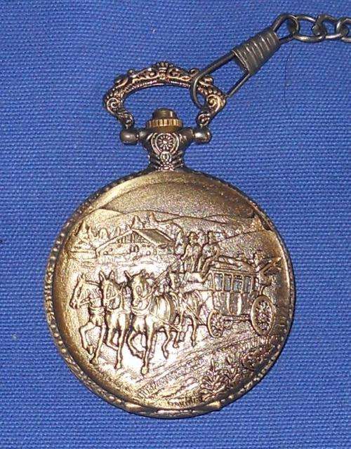 ***QUARTZ POCKET WATCH***HORSES AND CARRIAGE***NEW IN GIFT BOX***
