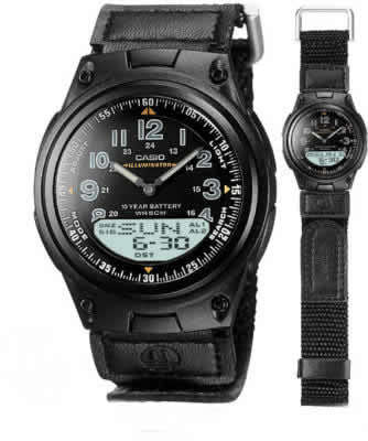 Casio Men's World Time Ana-Digi Data Bank 10-Year-Battery Watch AW-80V-1BV