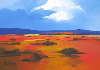 Original Karoo landscape by Elise Wessels with Palette knife (1000 x 700)!!