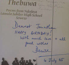 Thebuwa:Poems from Ndofaja Lamula Jubilee High School,Soweto by Newfield, D. & Maungedzo, R. (comp.)