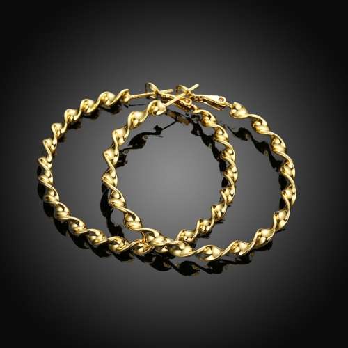 New 18K RGP in yellow gold, Ladies twist style hoop earrings