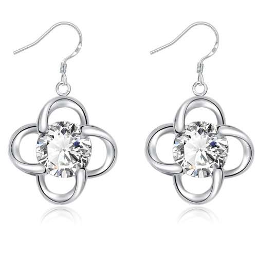 New 925 Sterling silver filled delicate ladies crystal dangle earrings