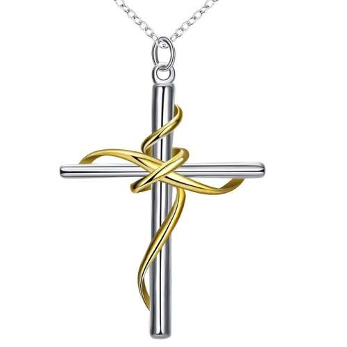 *Local Stock* New 925 Sterling silver filled stamped Cross with gold Draping, Comes with free Chain