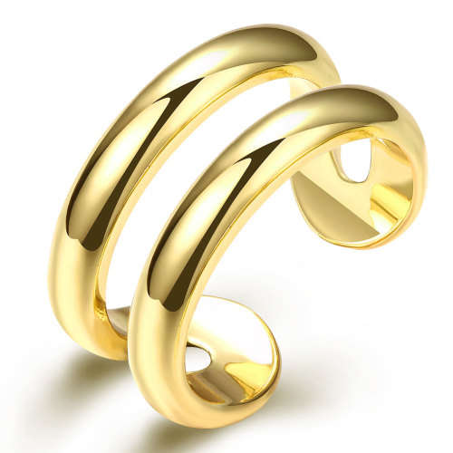 18K RGP in yellow gold, Ladies dual row design ring