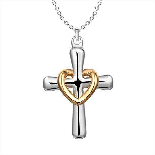 New 925 Sterling silver filled cross pendant with gold draping and FREE chain included