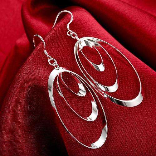 New 925 Sterling Silver filled Ladies 3 tier design dangle earrings