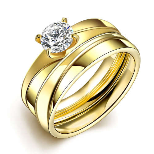 New Ladies titanium steel Engagement style ring with 1ct Genuine Austrian crystal