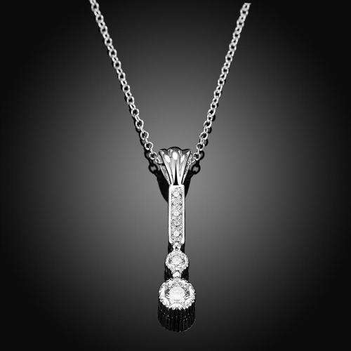 New 925 Sterling Silver filled ladies dangle crystal pendant with FREE chain included