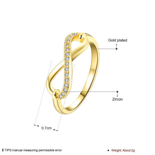 New 18K RGP in Yellow gold, ladies Infinity style ring adorned with Genuine AAA crystals